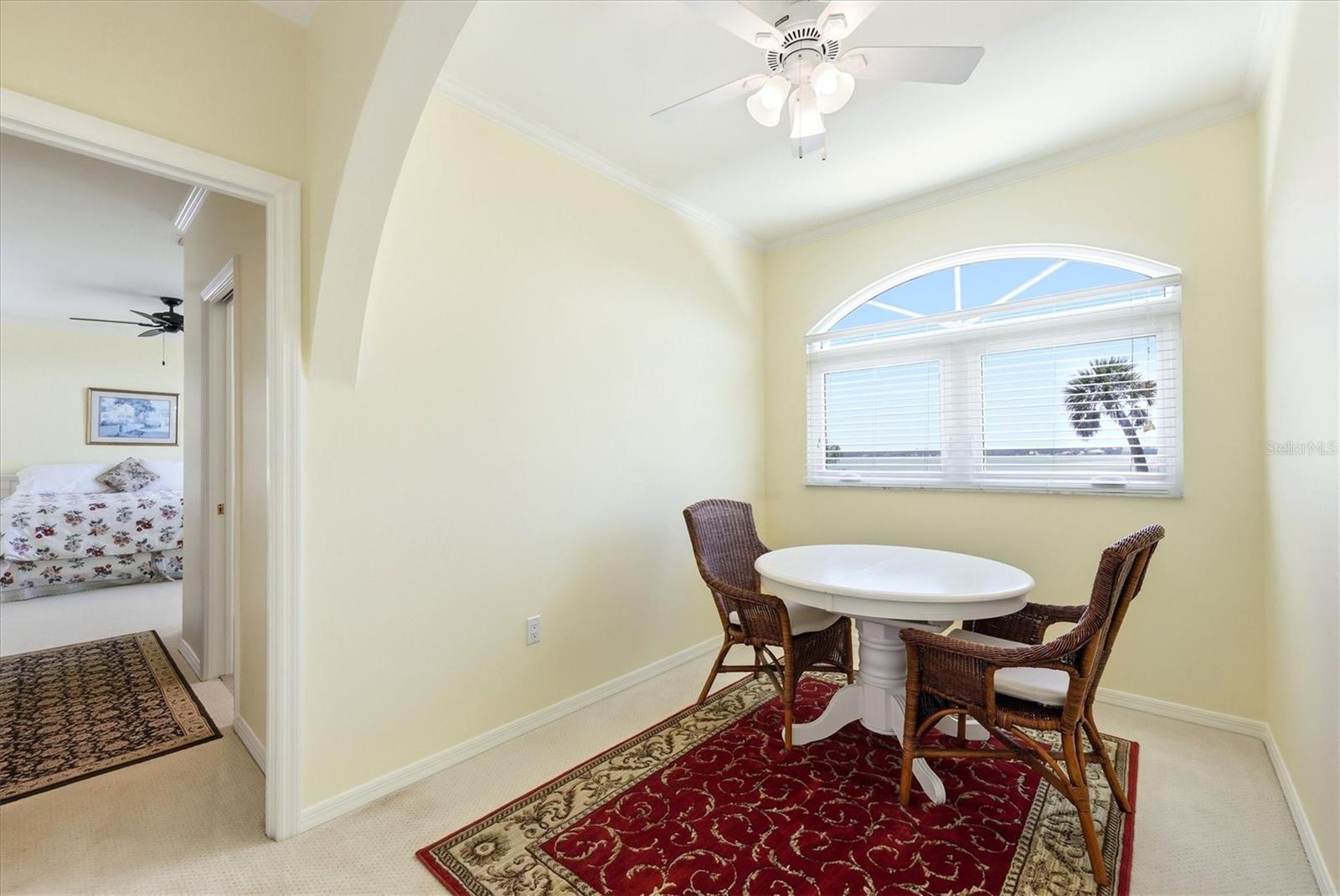 2nd floor seating area at top of stairway has magnificent views overlooking the Bay