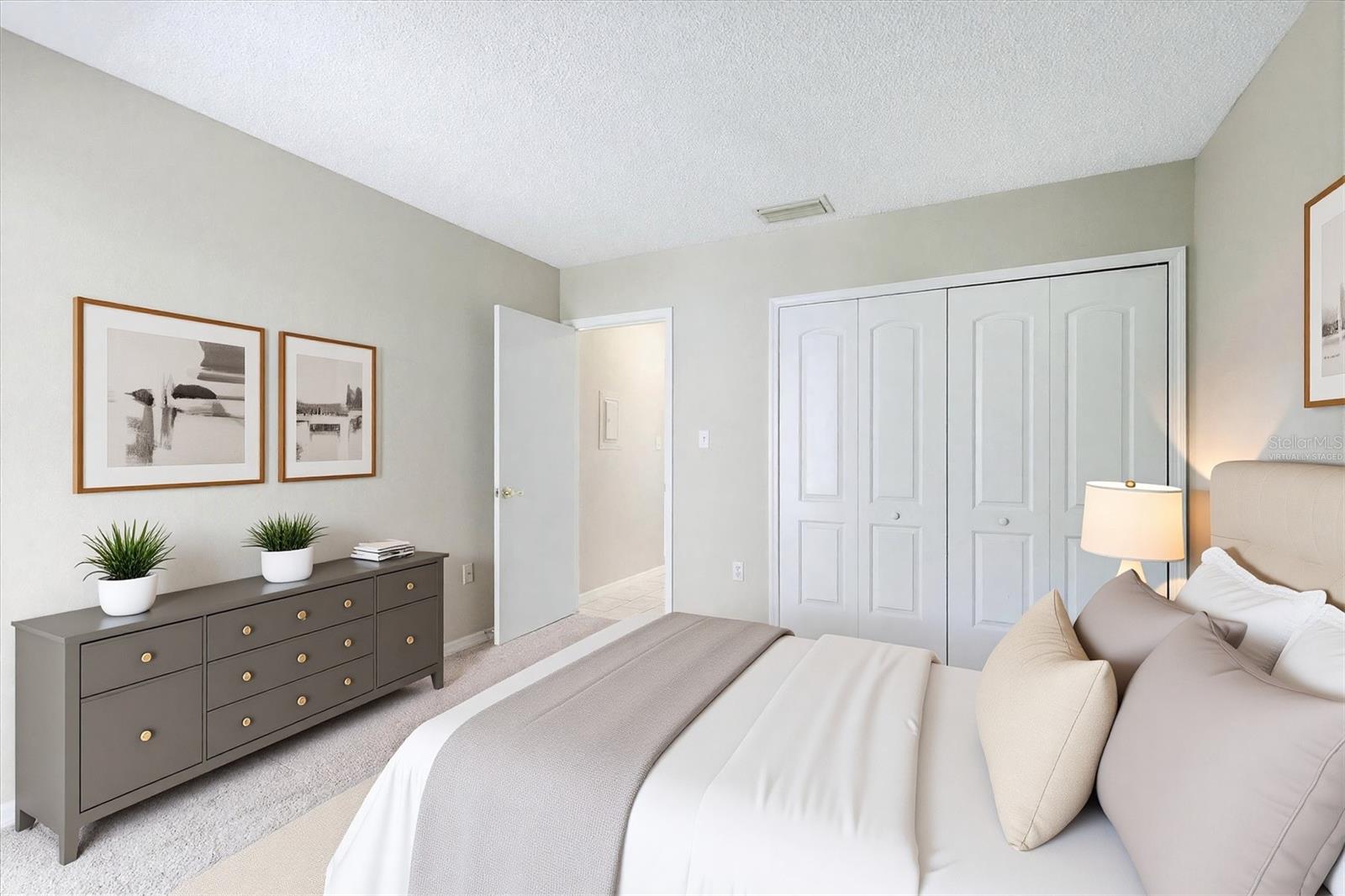 third bedroom with two closets (one is a walk in)- Virtually Staged