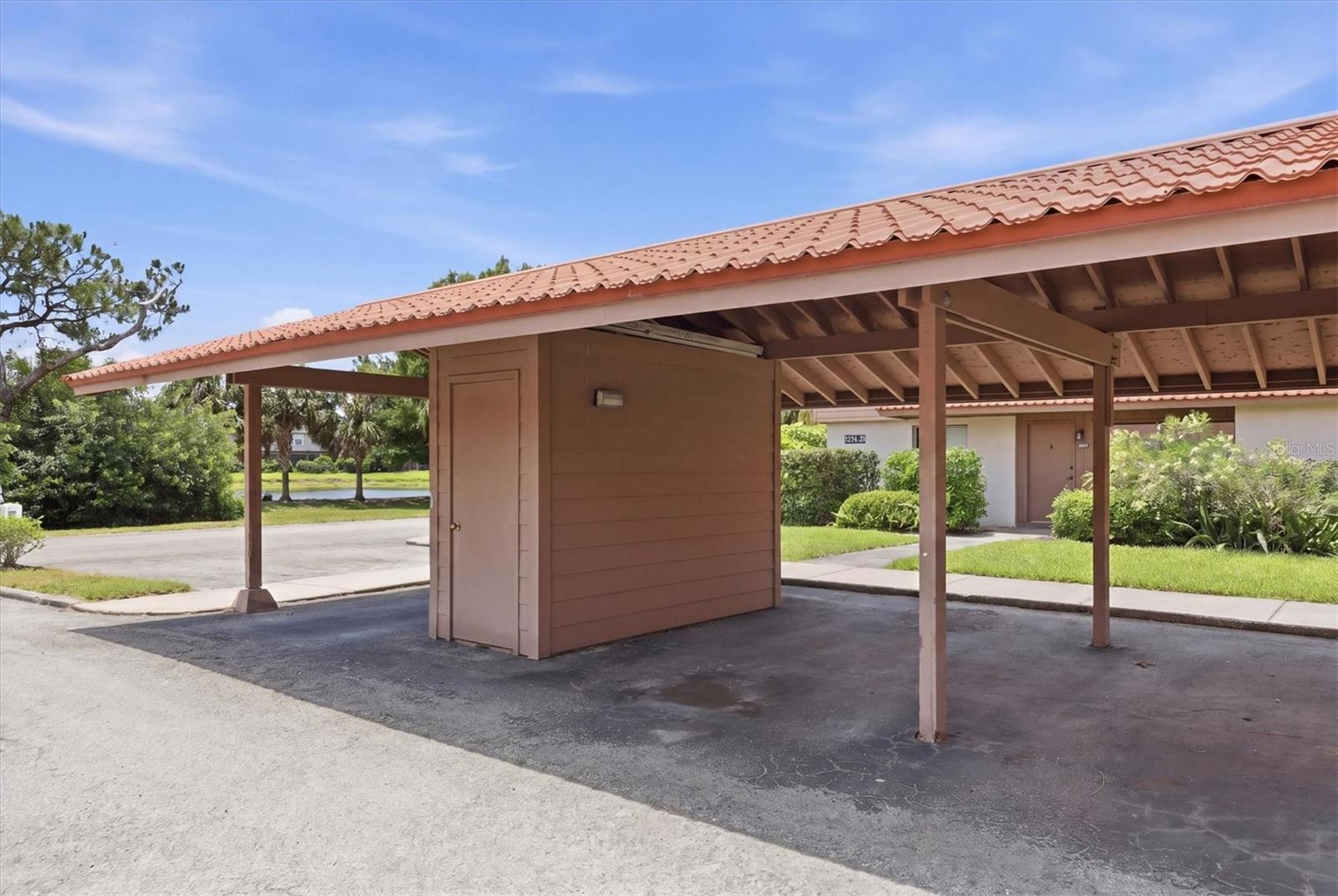 deeded car port w/ storage closet