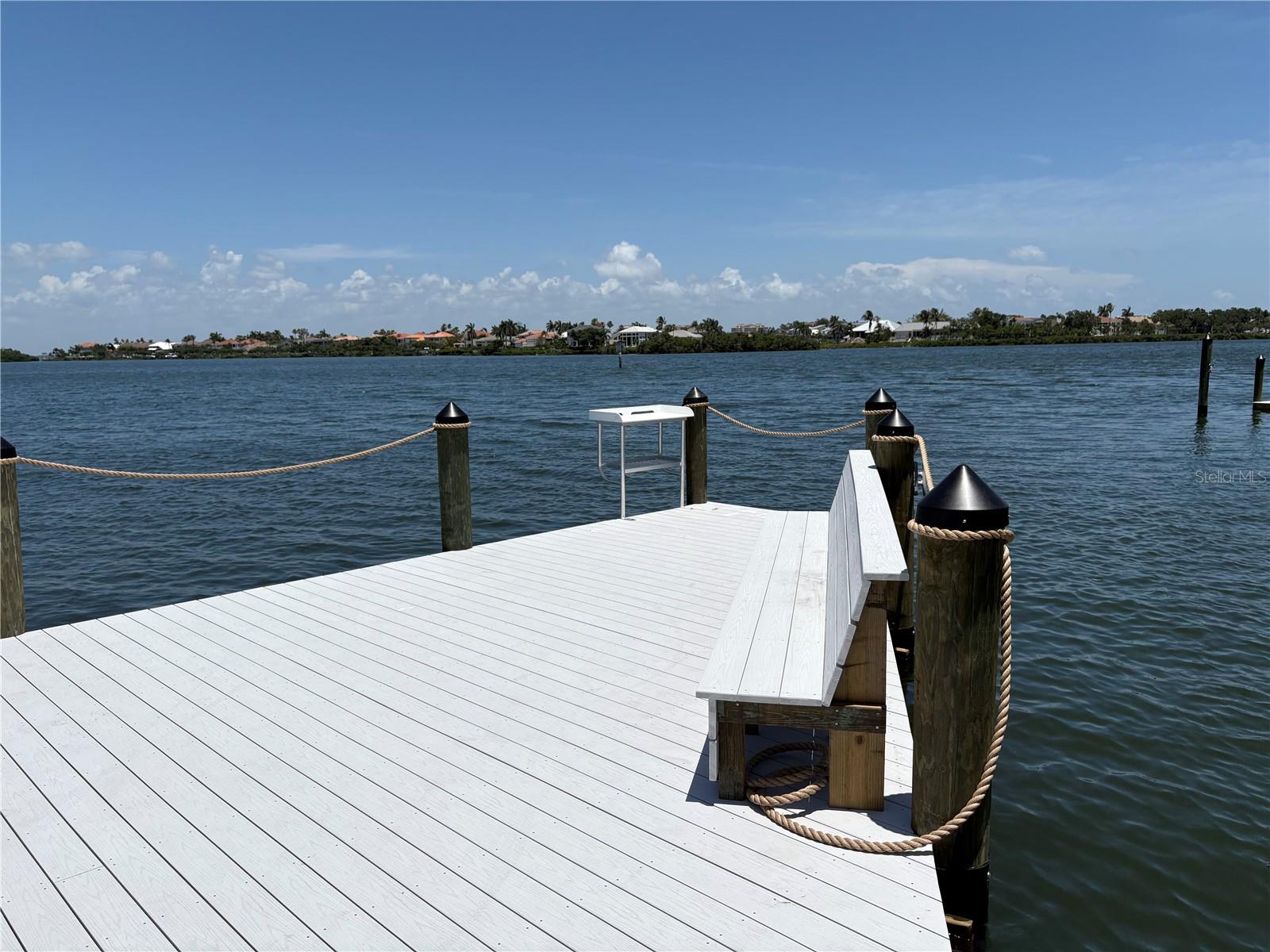 Sitting area at end of dock.