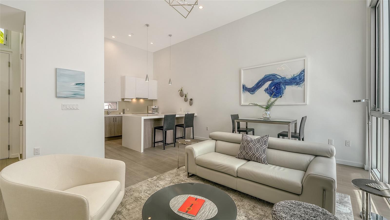 Modern one-bedroom, one-bath pied-a-terre residence designed for a connected, active urban lifestyle