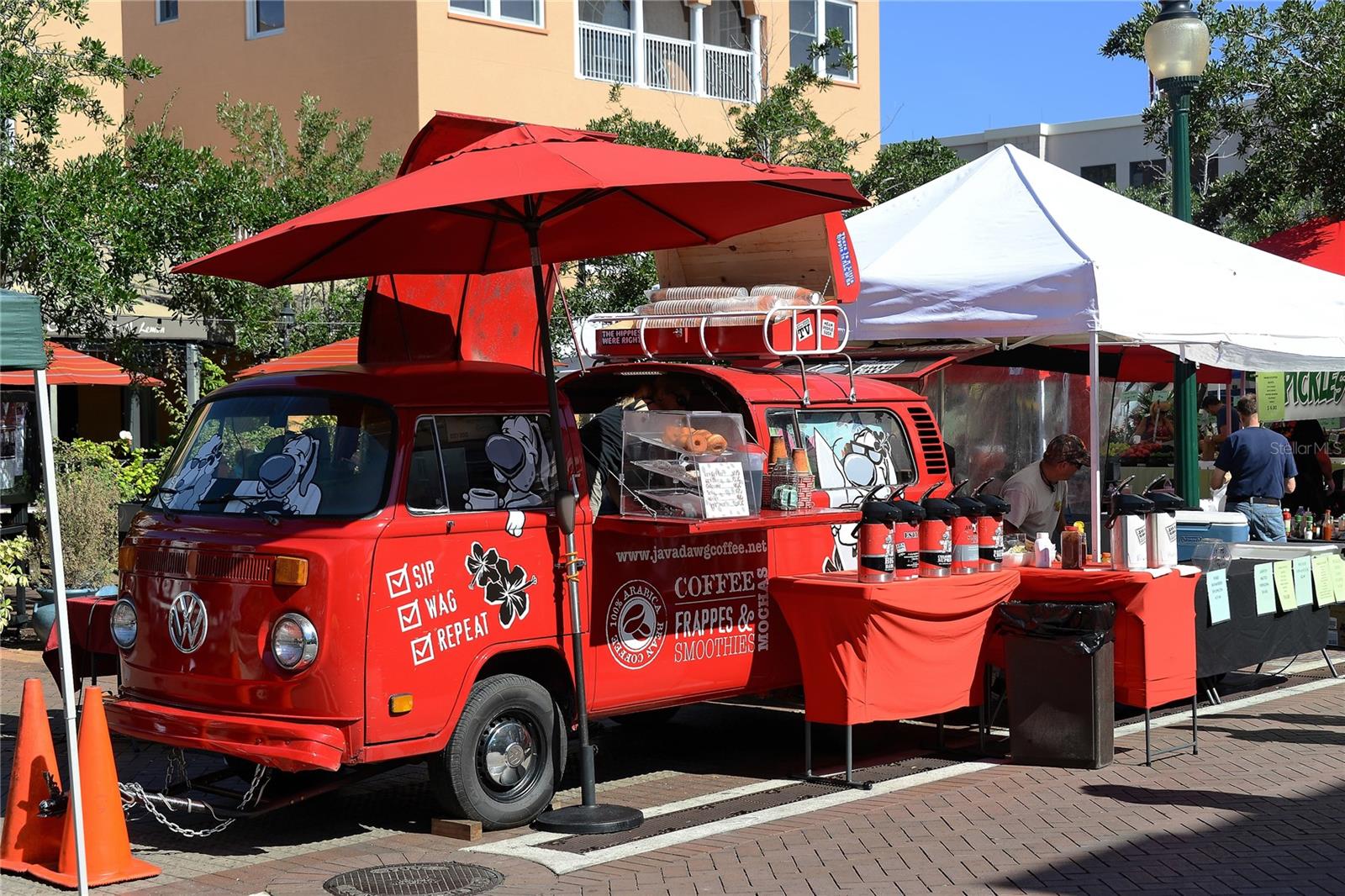 Just a couple of blocks away, the Farmers Market on Saturday provides lots of fresh farm homemade foods and goods.