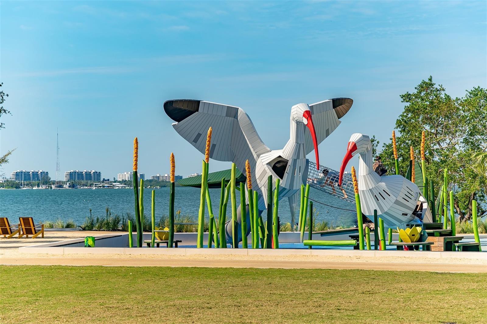 The public 53 acre sarasota bay park has a playground, kayak trails, walking trails, concessions and event centers.