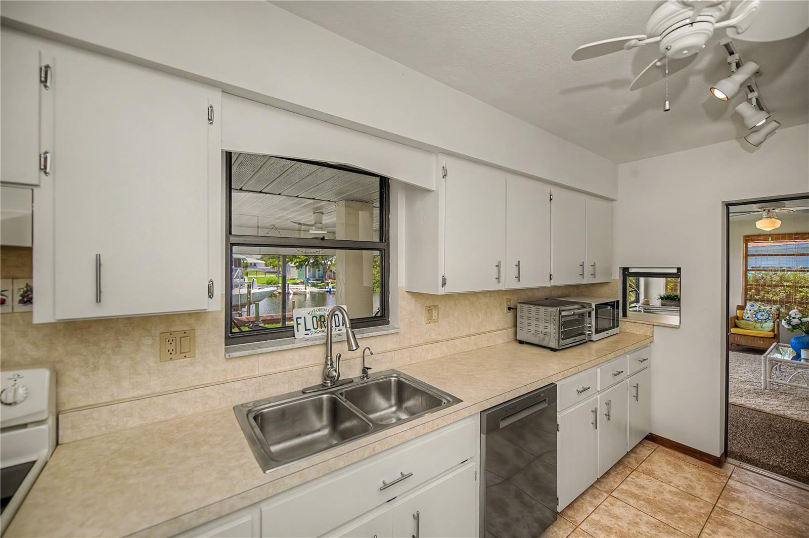 Double Sink, and Water View Window.