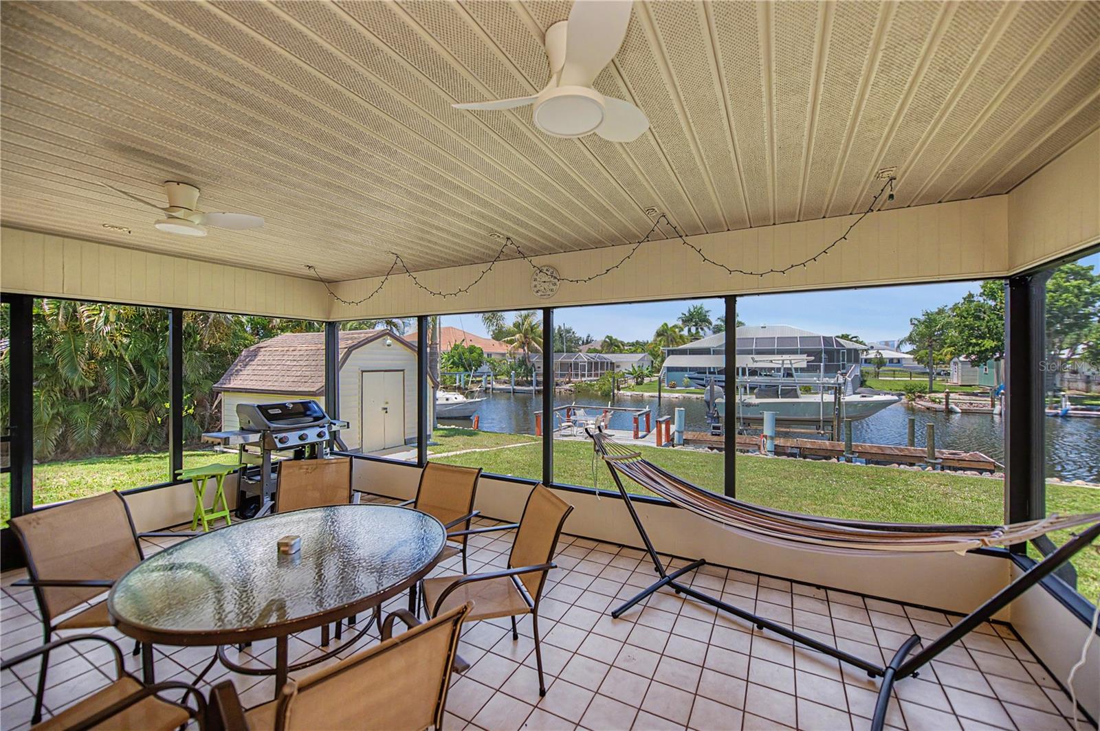 Screened Lanai with Waterfront Views.