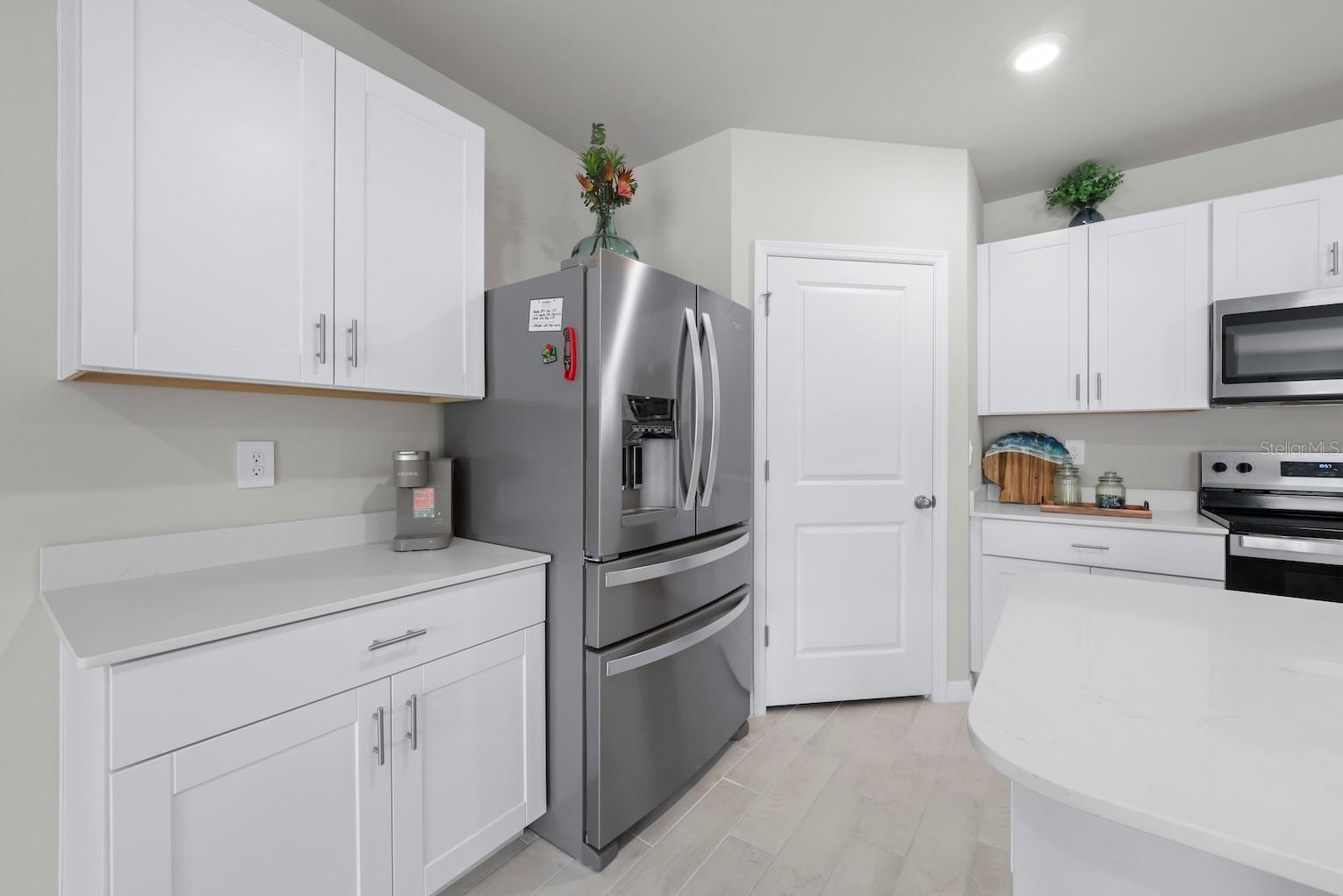 Large fridge and walk-in pantry.