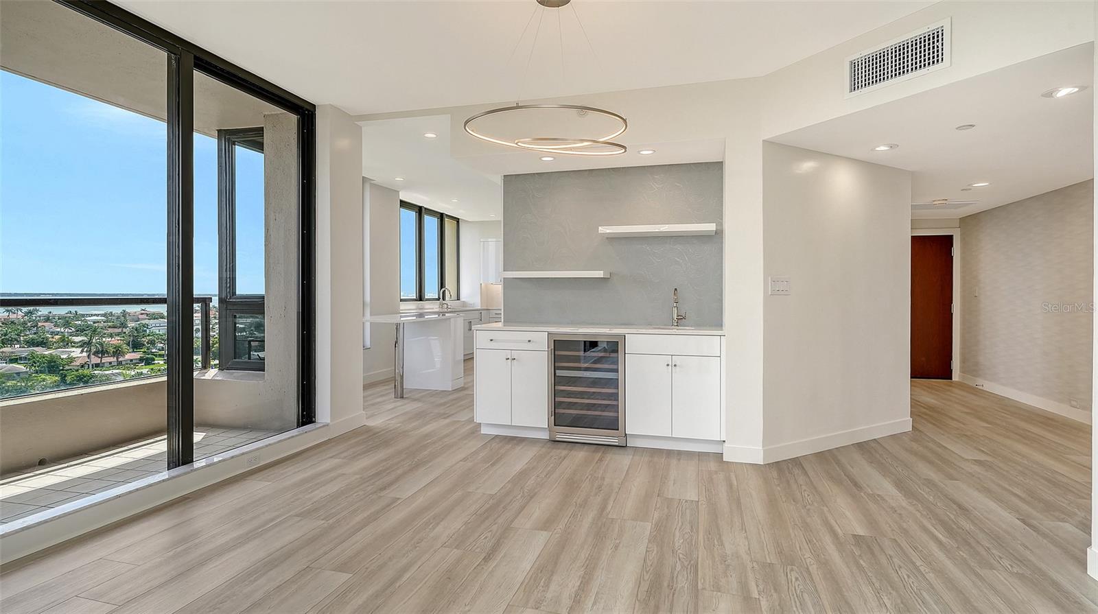 Full wet bar with wine refrigerator