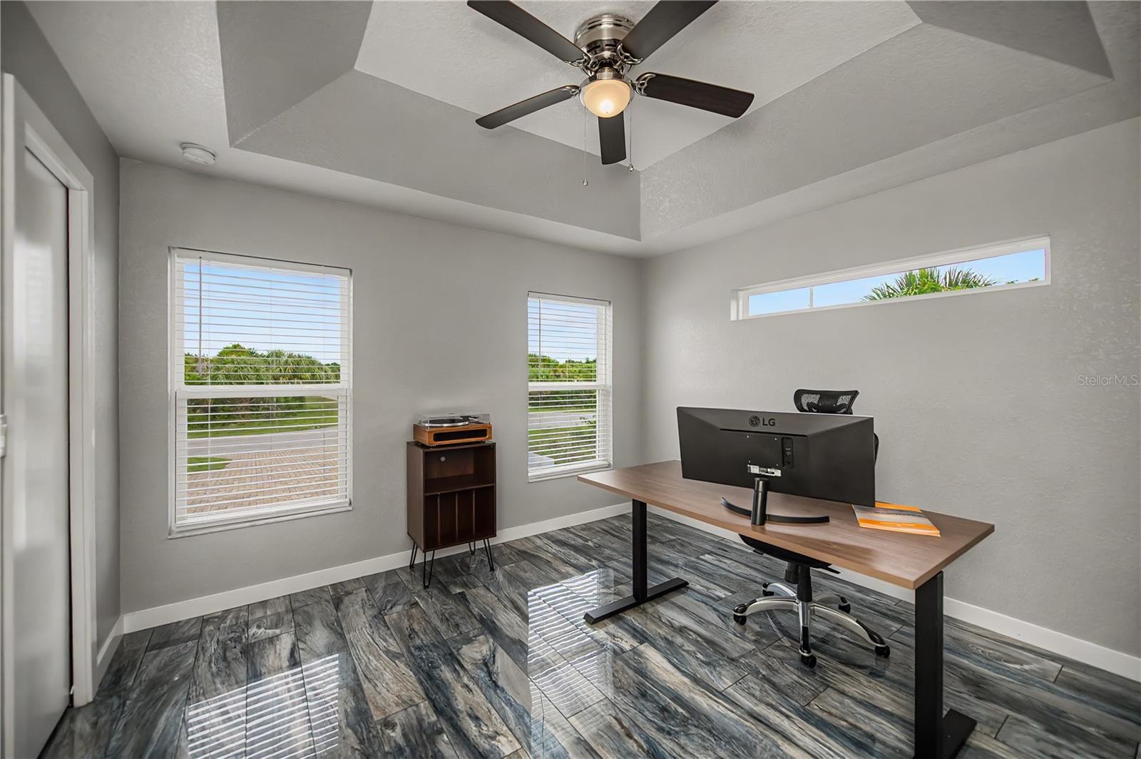 Third Bedroom or Home Office with Tray Ceilings and Abundant Natural Light.