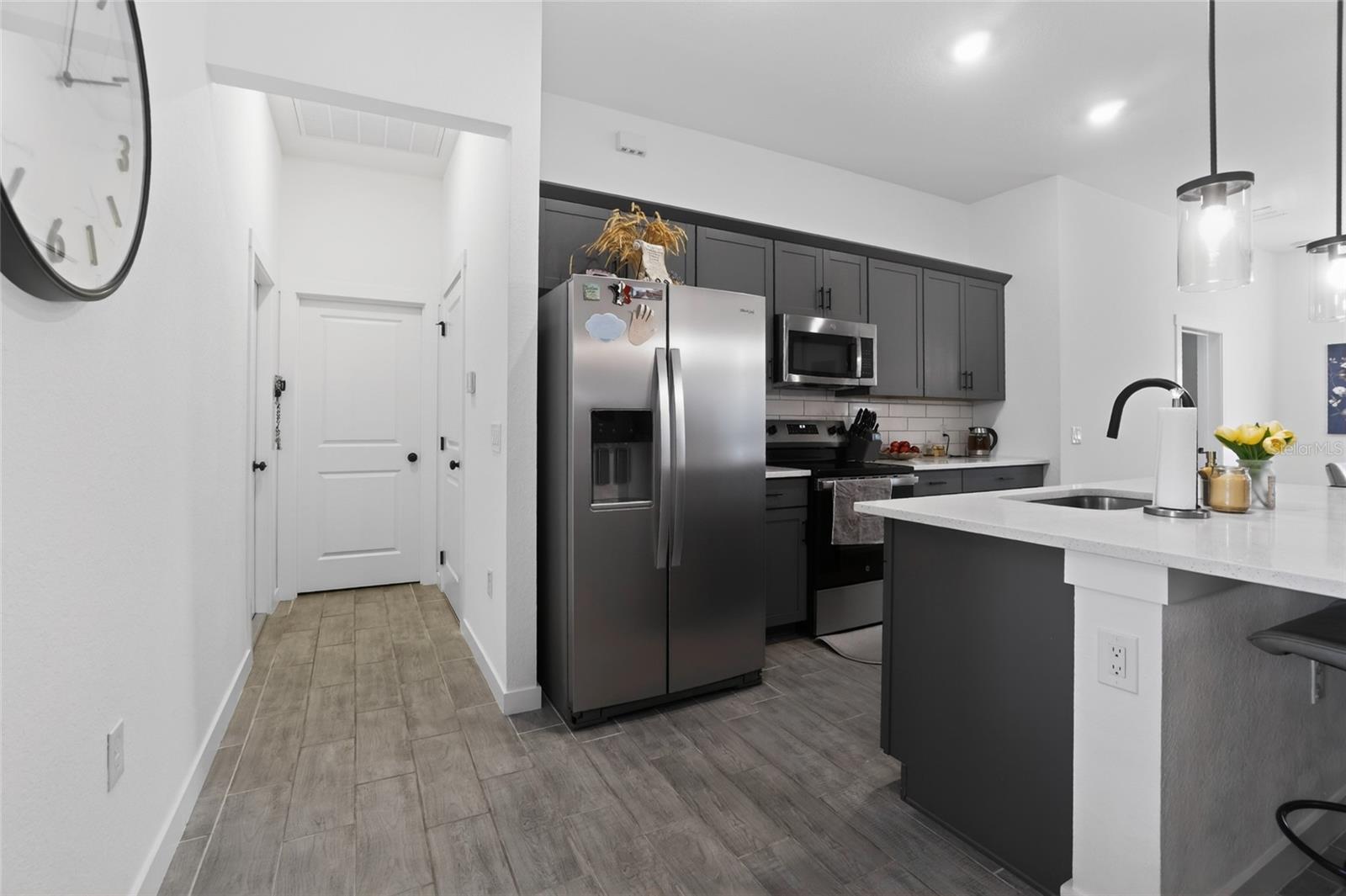 Hallway to the laundry and garage