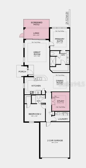 Floor Plan ~ Additional Highlights Include: tray ceilings, pocket doors at study, 8' interior doors, whole house impact windows, and pre-plumbed for laundry sink in laundry room