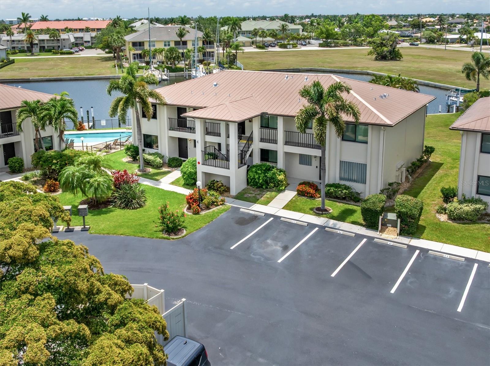 Perfect waterfront poolside location.