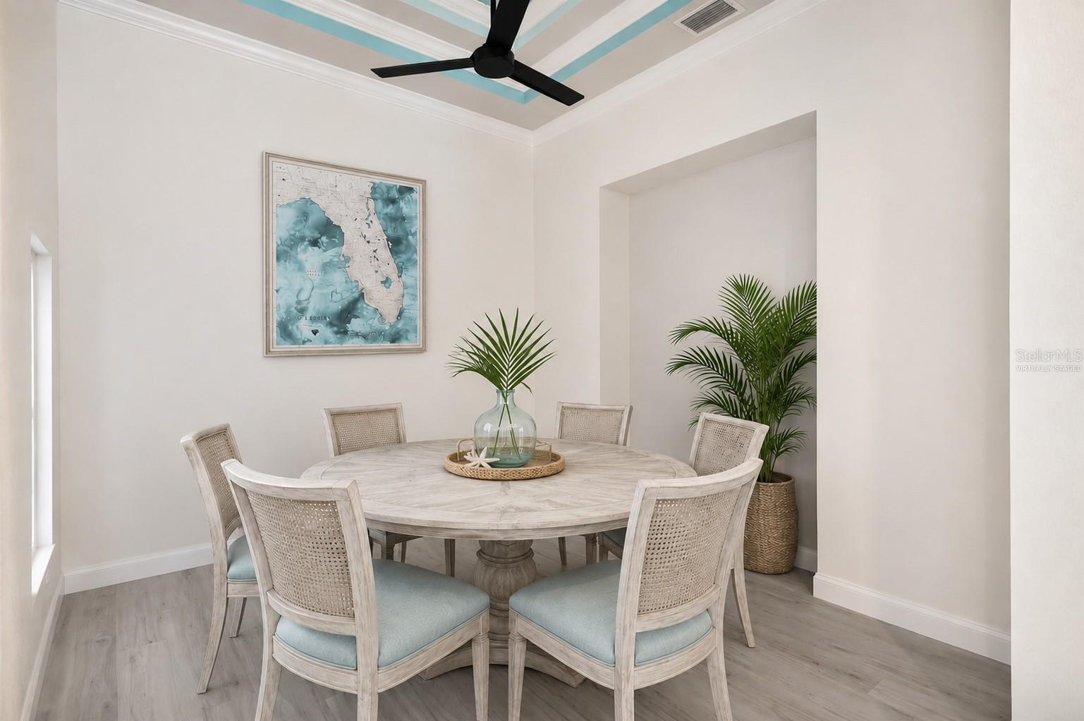 Virtually staged dining area