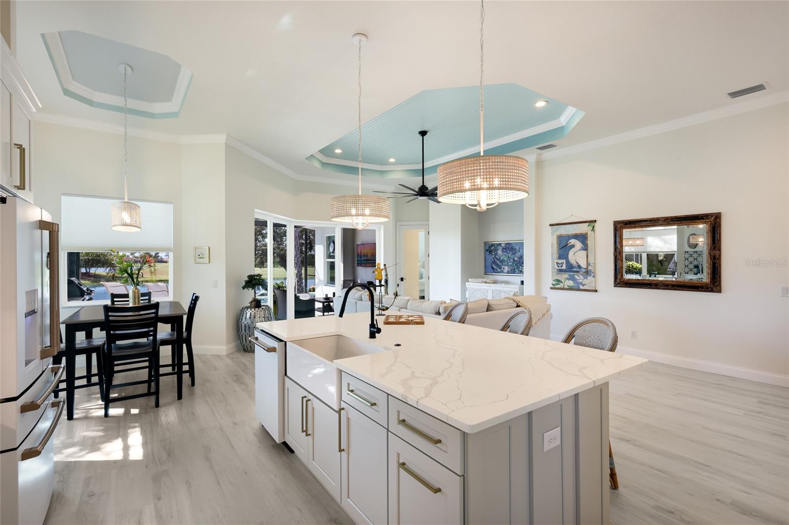 Generous island with quartz countertop