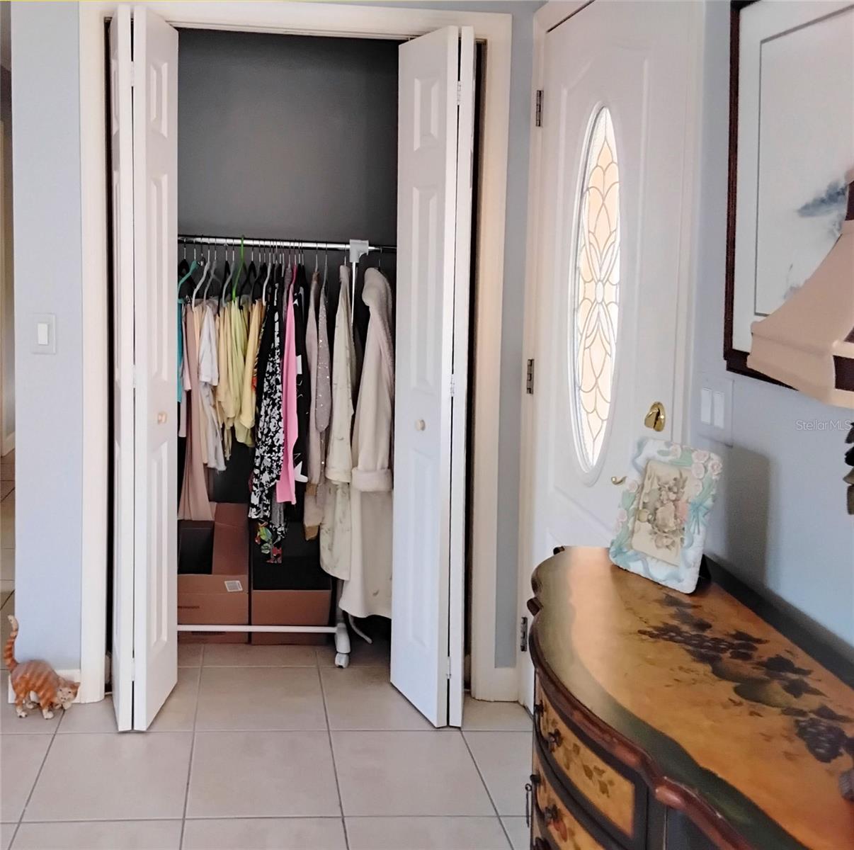 Closet in entryway opened