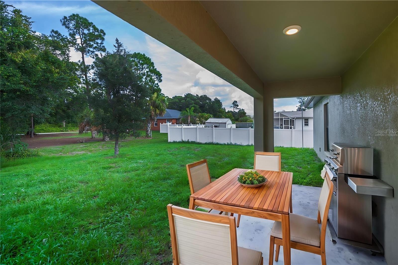 Large Backyard with Covered Patio Virtually Staged