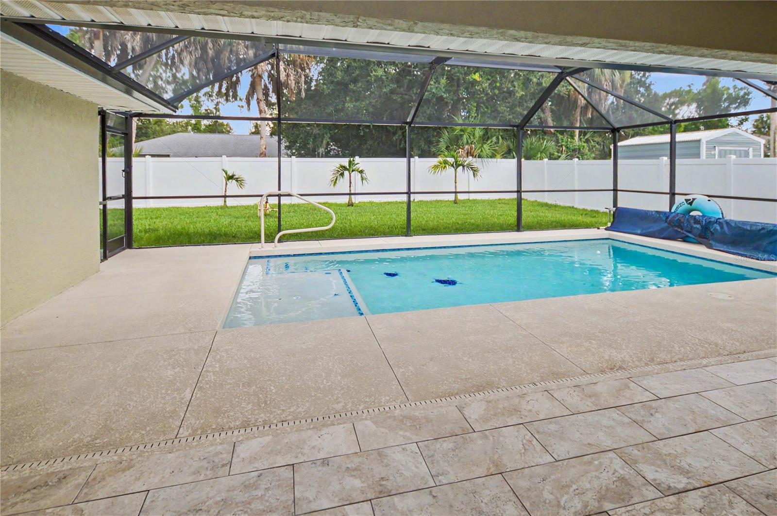 Patio overlooking pool