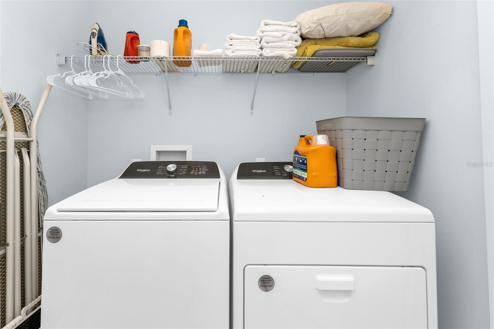 Laundry located in guest bathroom.