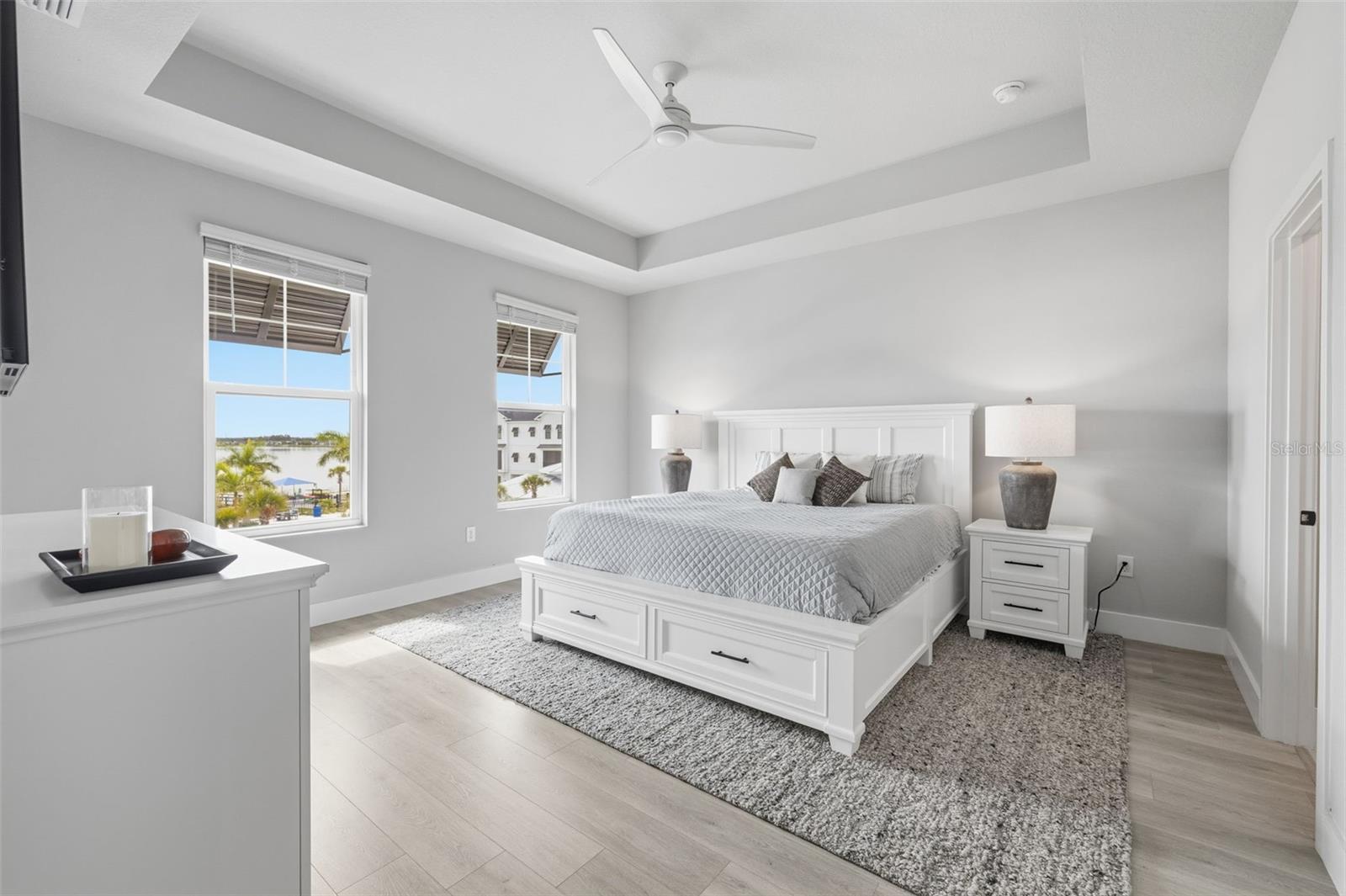 Primary bedroom with water views