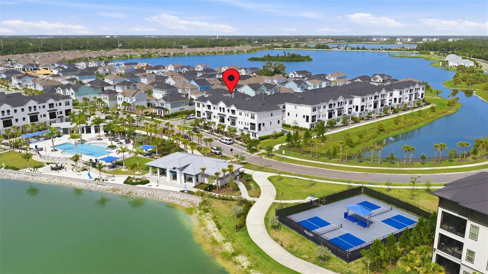 Unobstructed water views and directly Across from amenities
