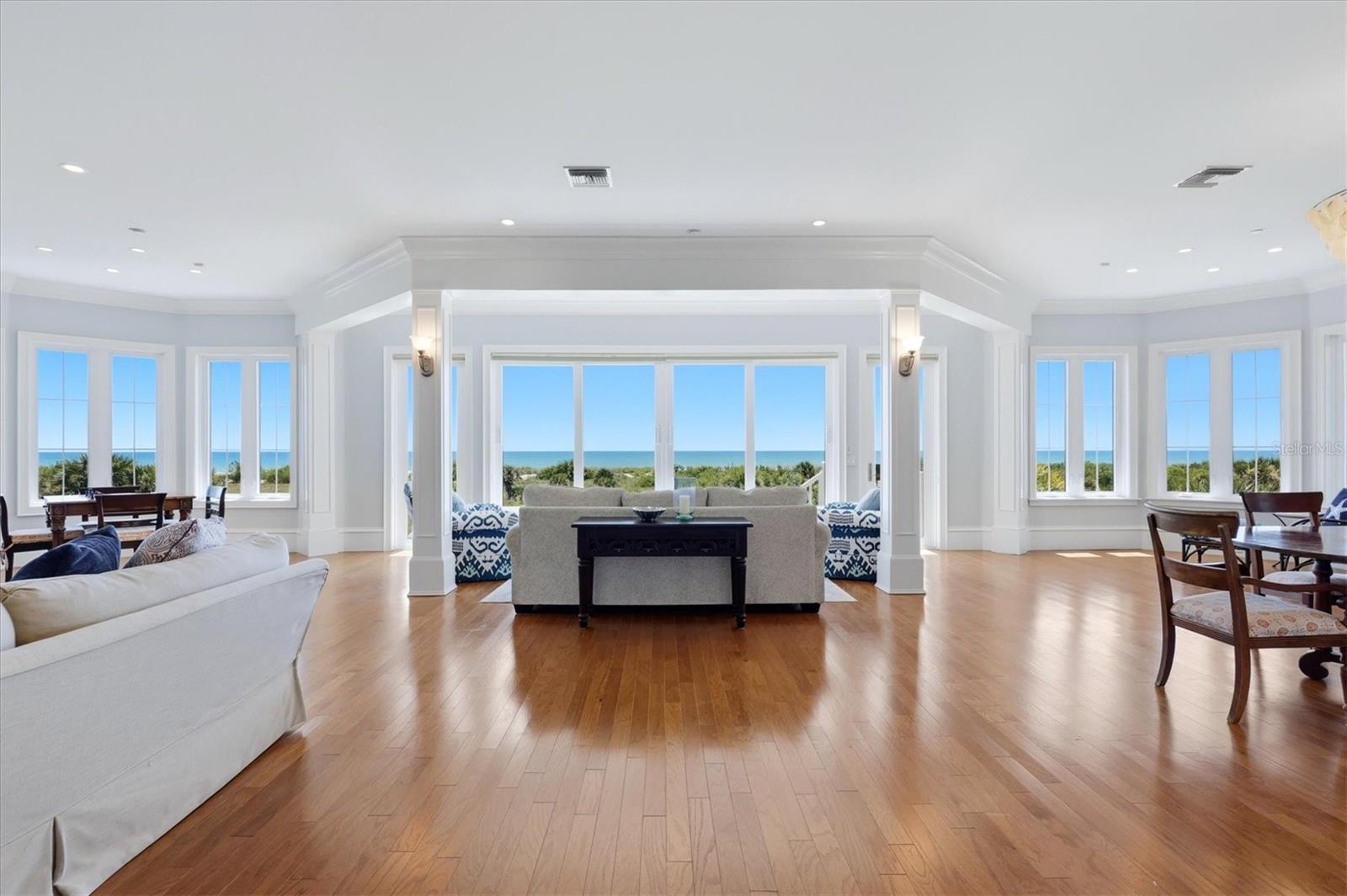 Main living area with sweeping Gulf views