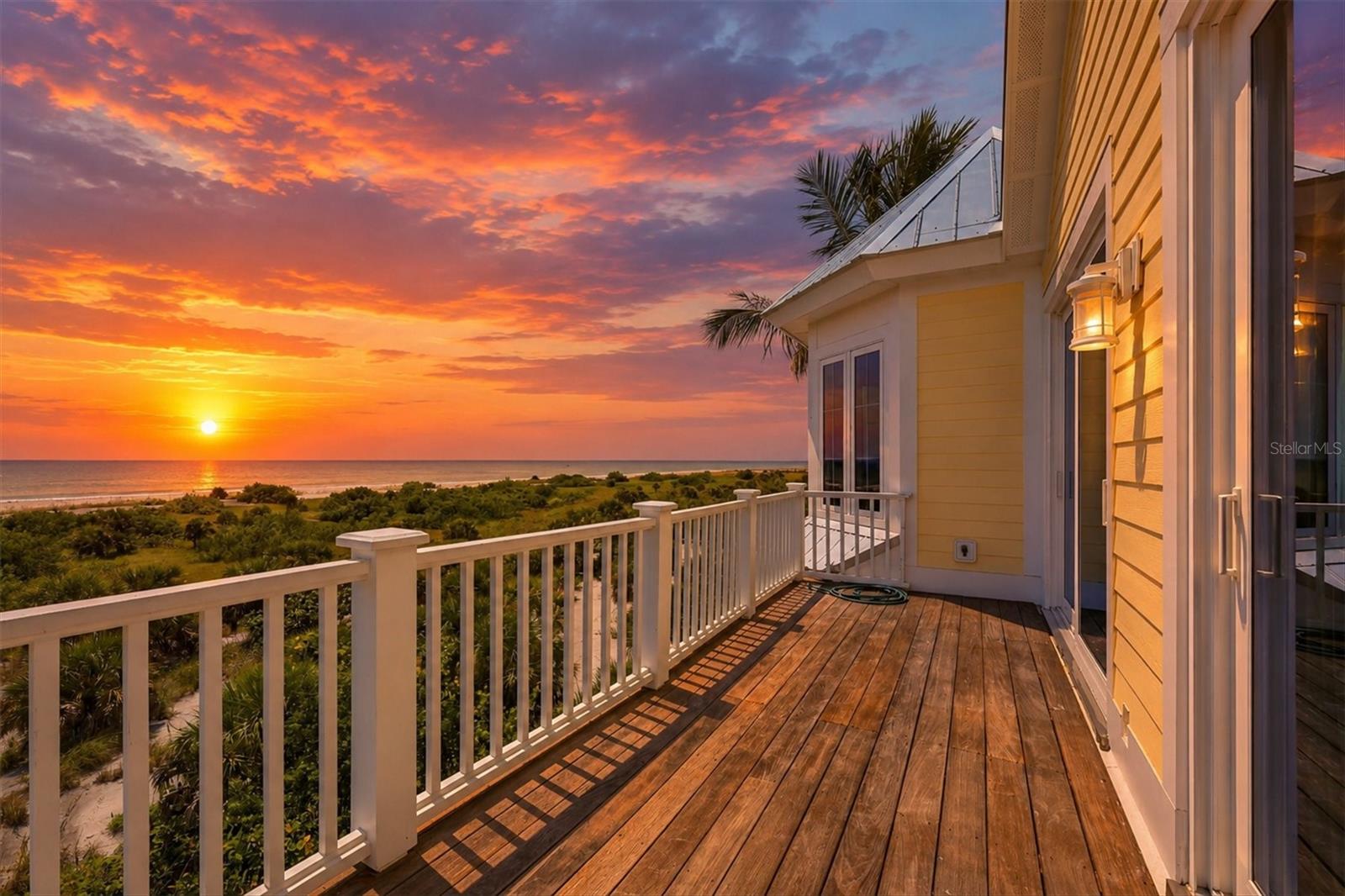 Upper balcony with sunset views