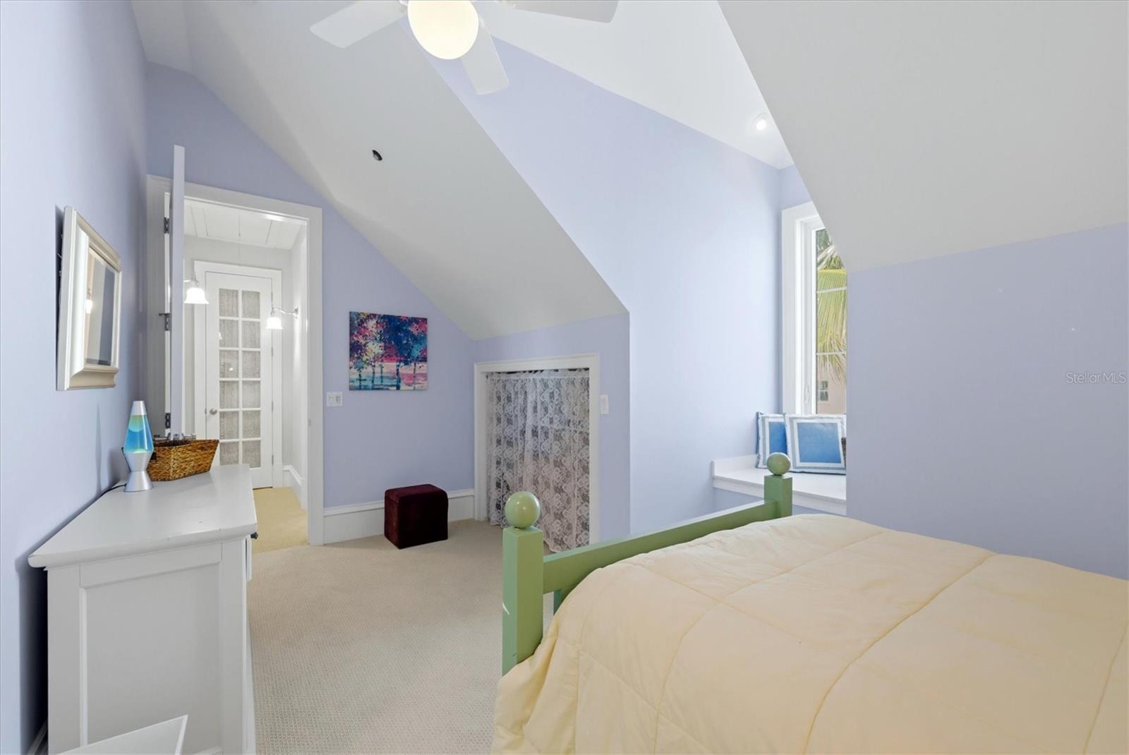Cozy 6th bedroom with window seat and extra storage