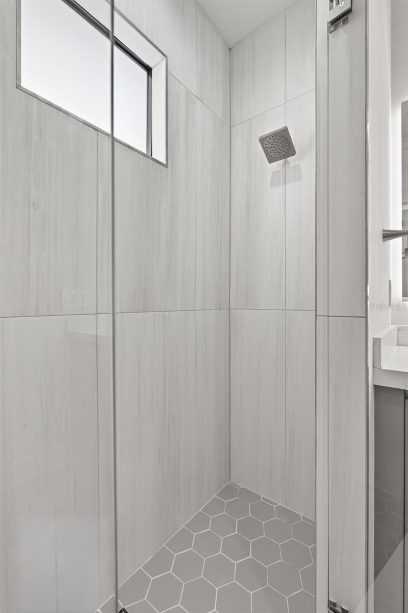 Primary Bathroom with Glass Enclosed Walk-In Shower