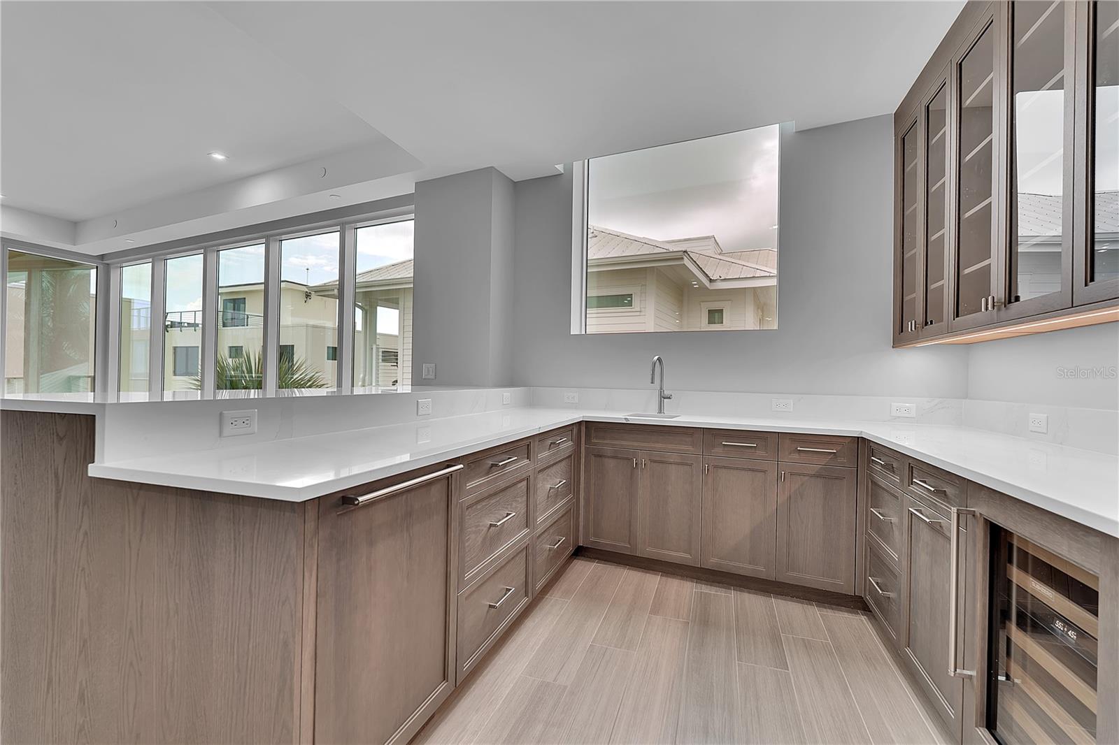 Wet Bar with Storage and Wine Fridge