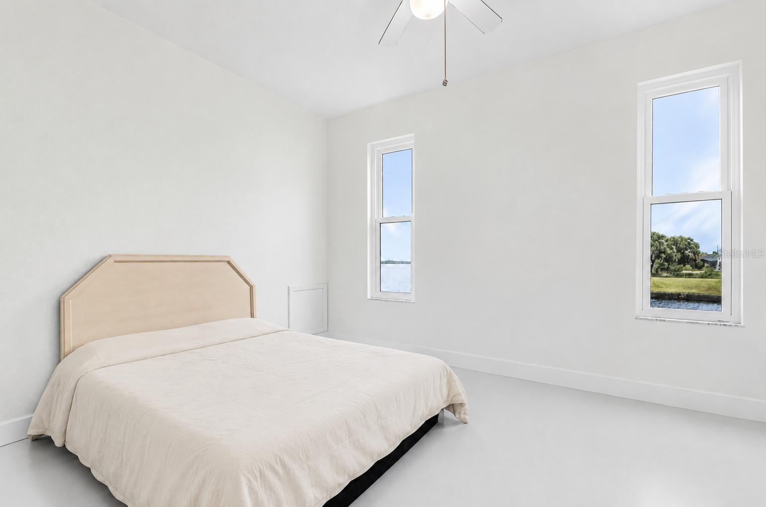 First-floor bedroom overlooking the canal