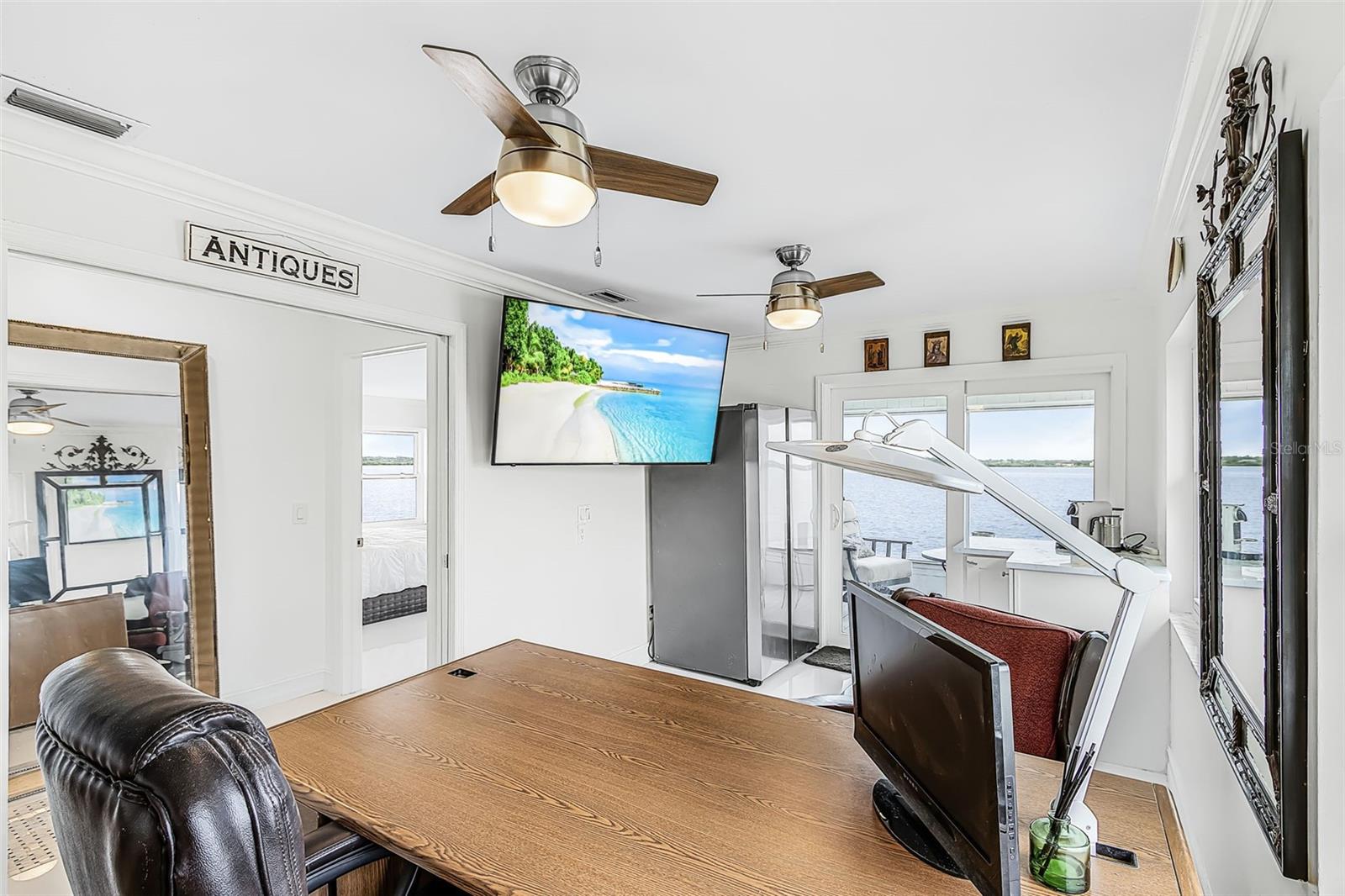 Second-floor office overlooking the river