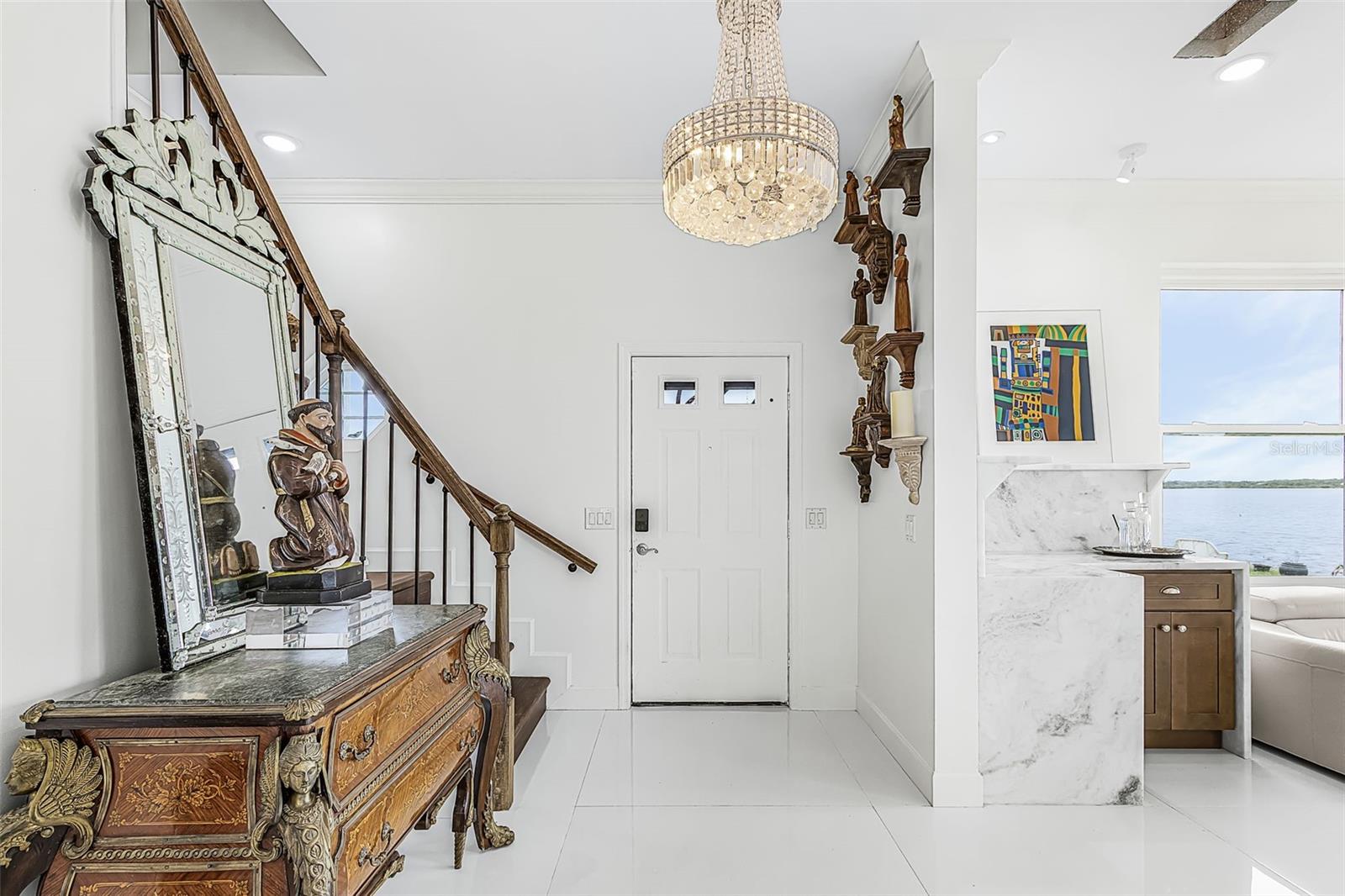 View of the front entry from inside the home