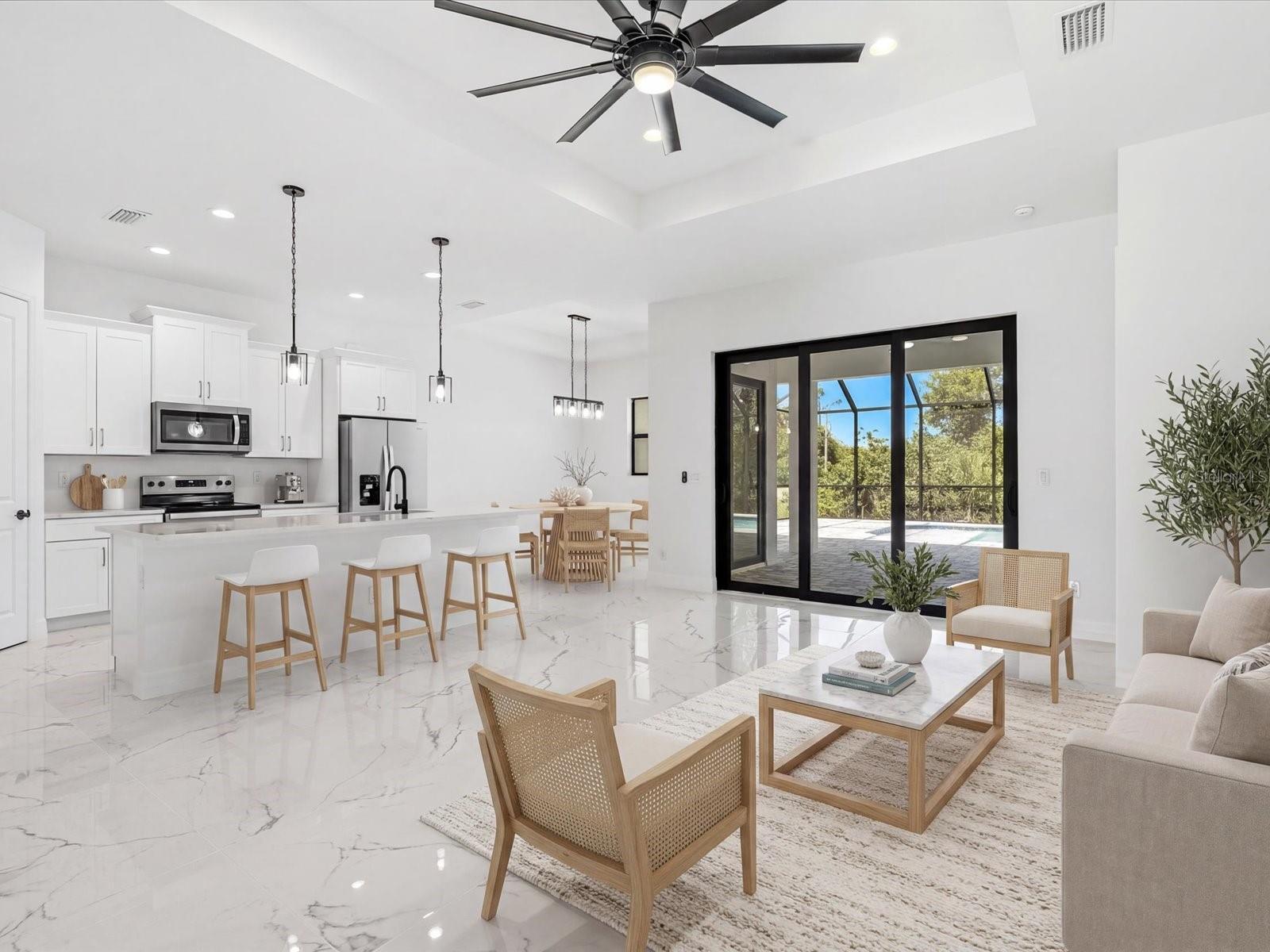Living room centrally located.Virtually Staged