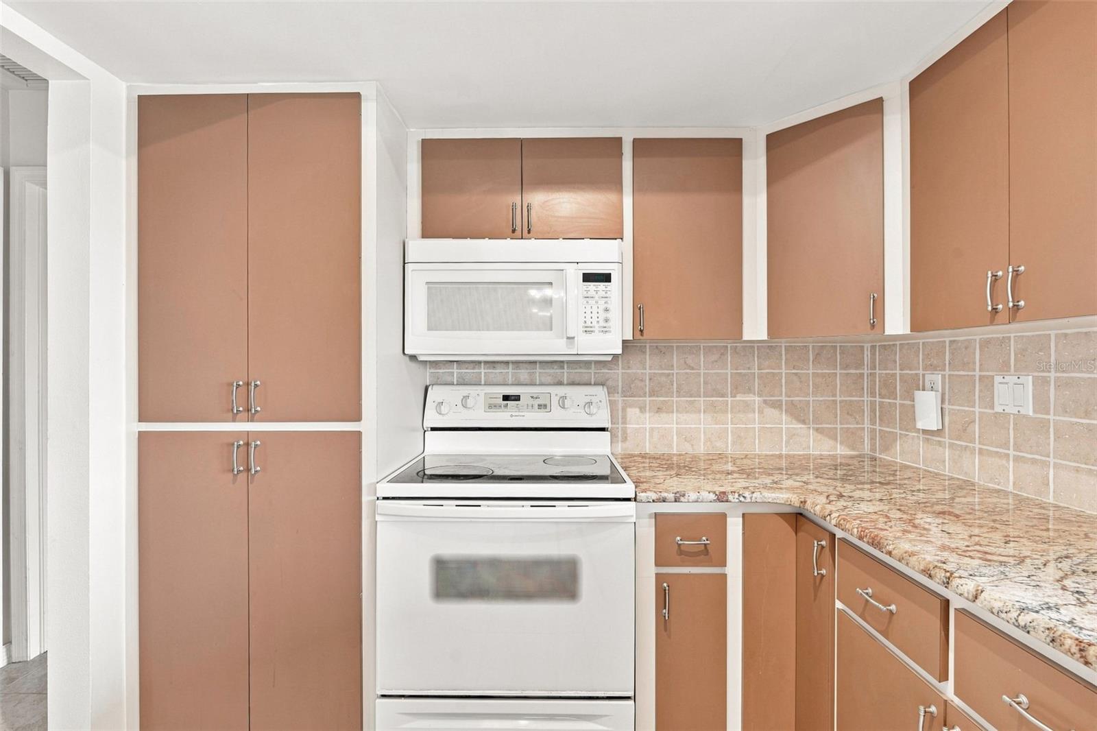 Ample Cabinet Storage and Granite Countertops