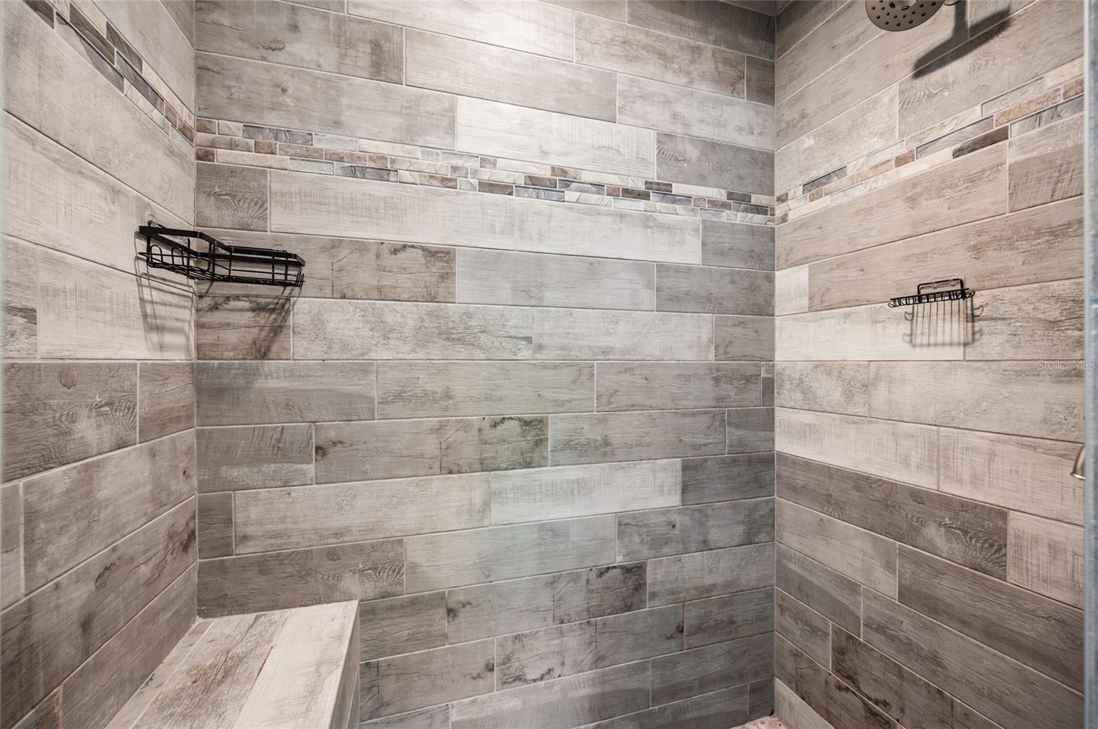 Step in shower with bench