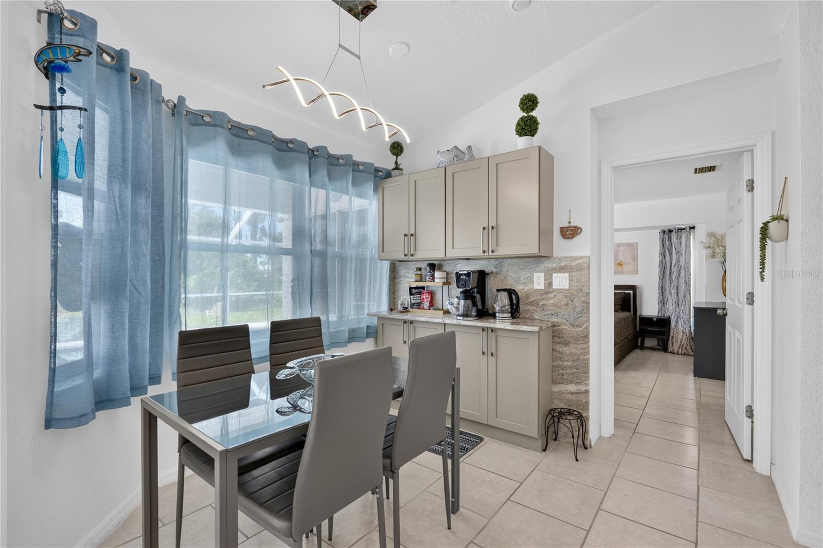 Breakfast area and coffee station.