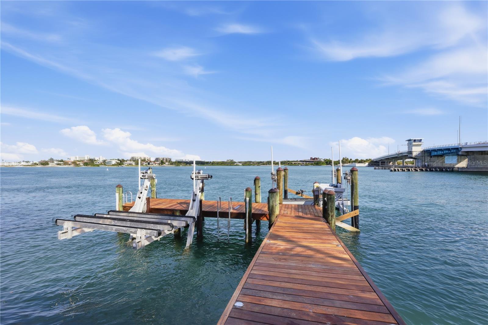 Boat dock with 2 lifts