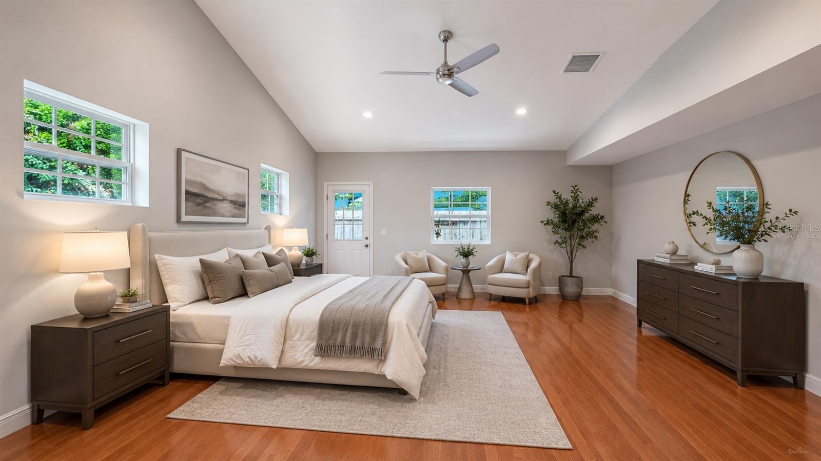 Virtually staged primary suite concept showcases the bonus area’s potential to become a luxurious private retreat.