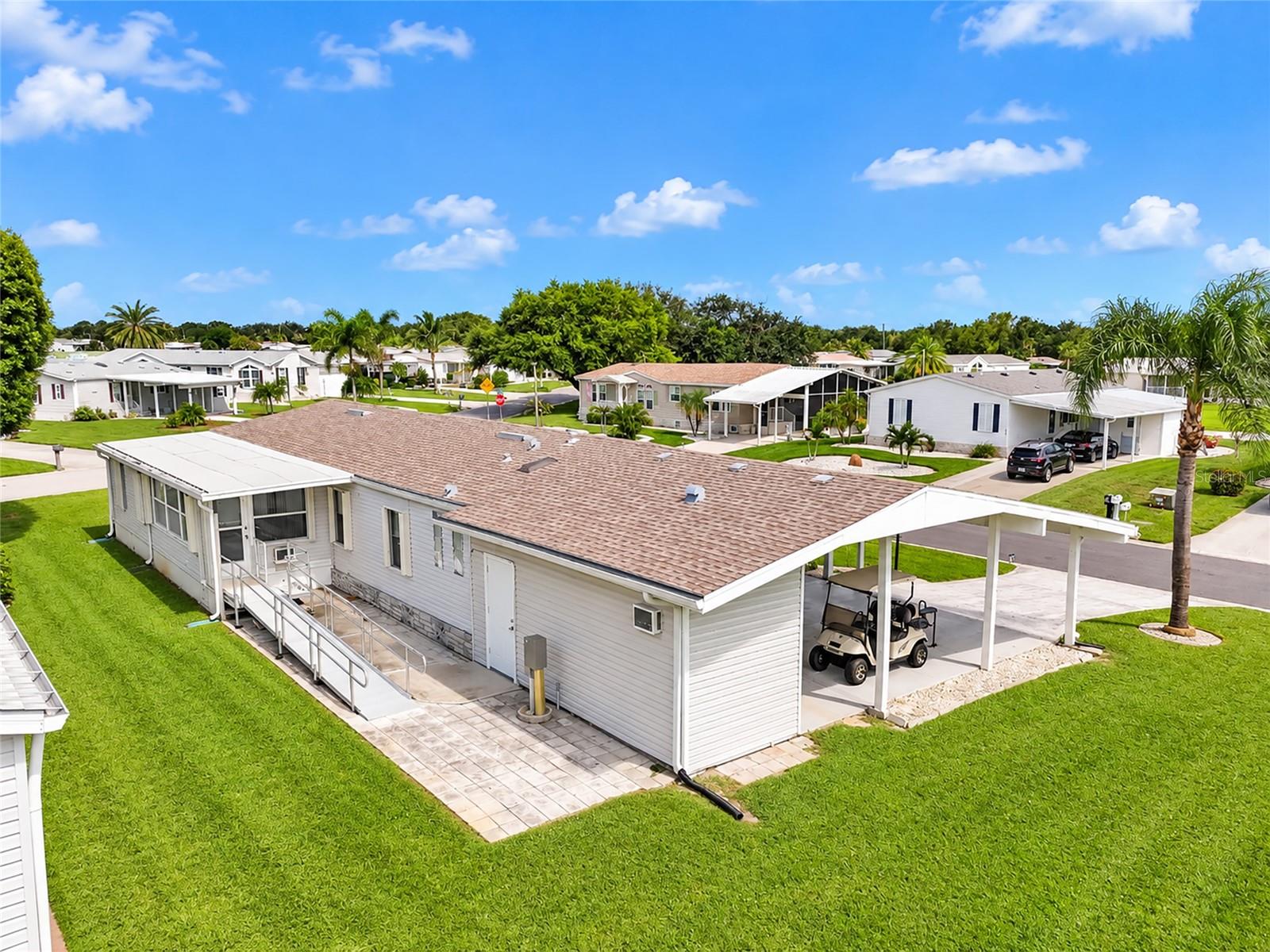Aerial view showing wheelchair access into the home.