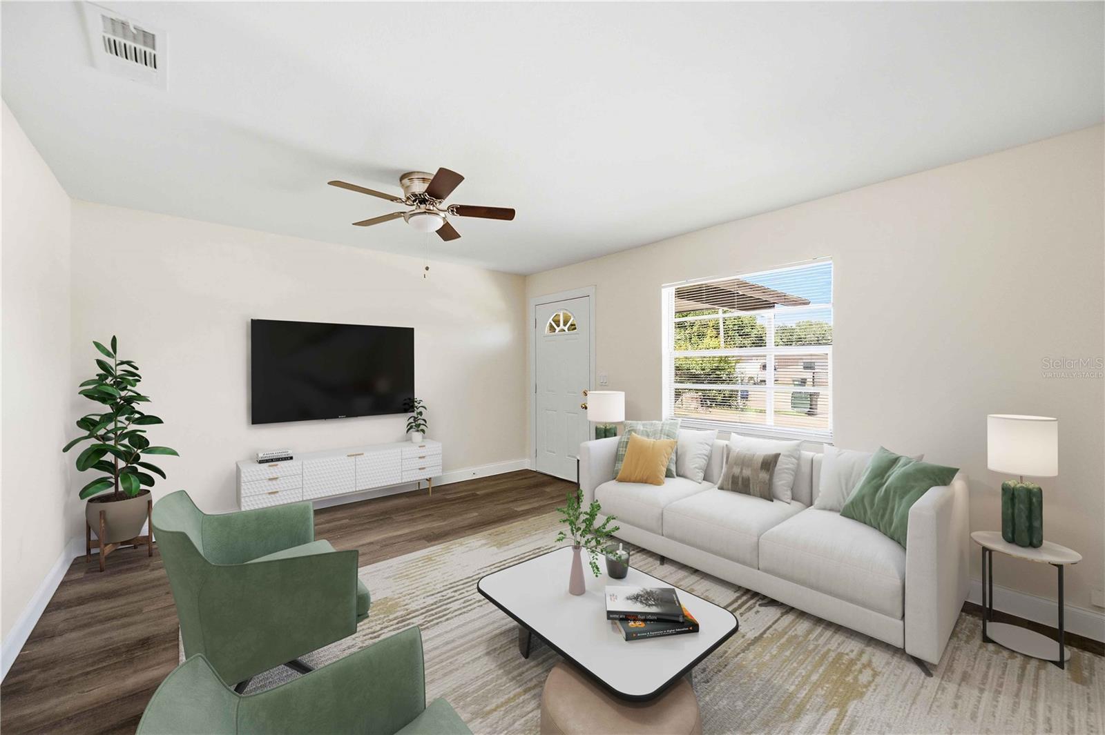 Virtually staged living room