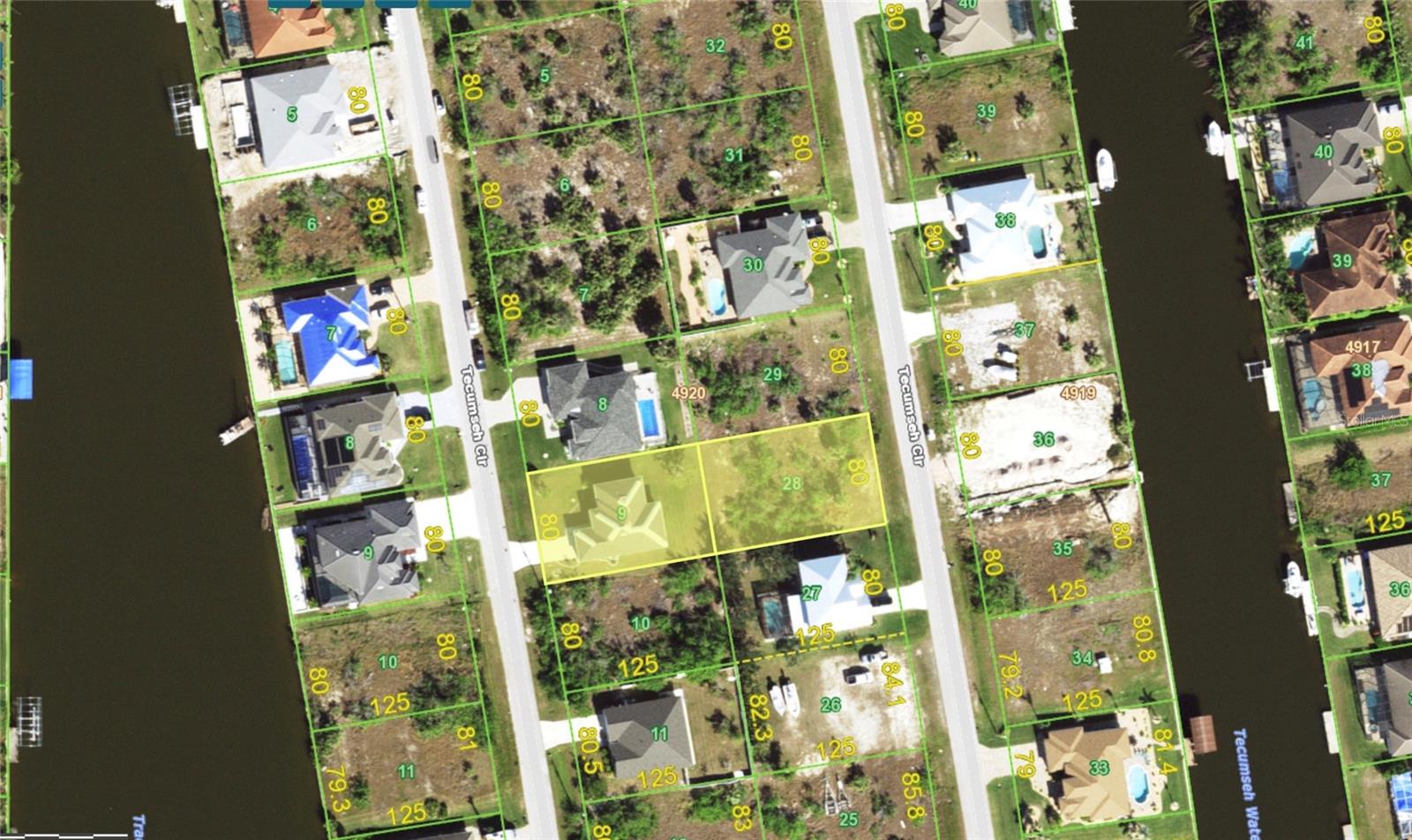 Satellite view including lot behind.