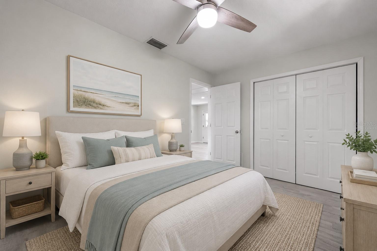 Virtually Staged Guest house bedroom
