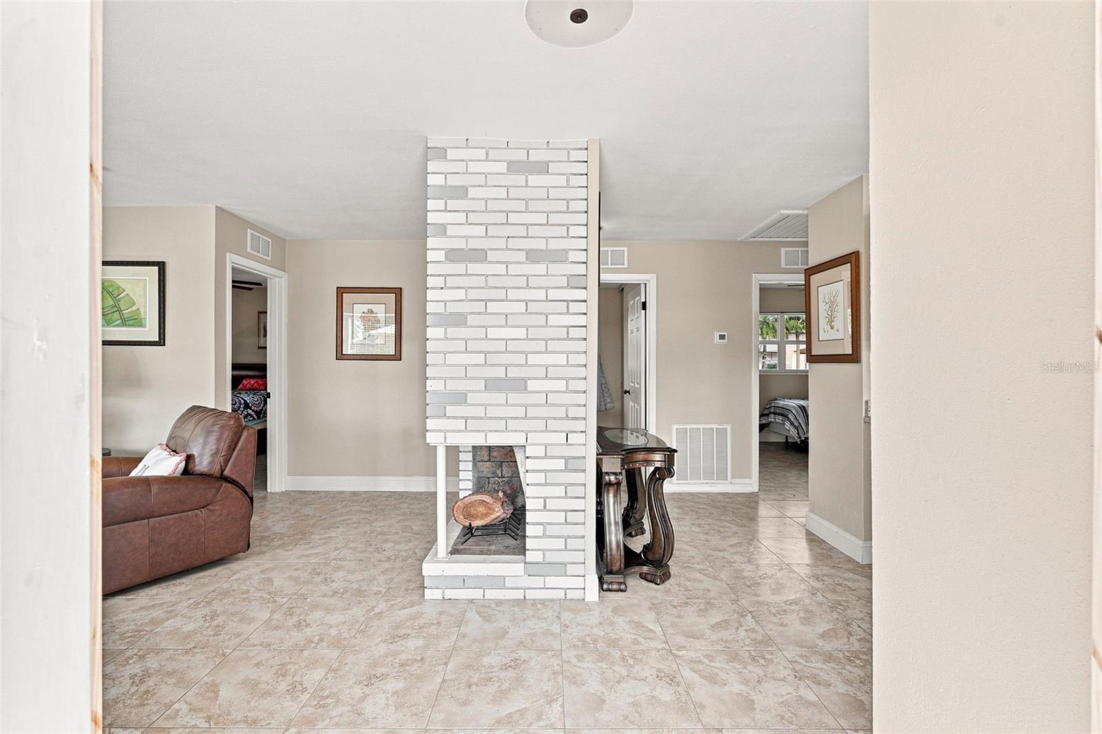 Charming Brick Fireplace Adding Warmth & Character