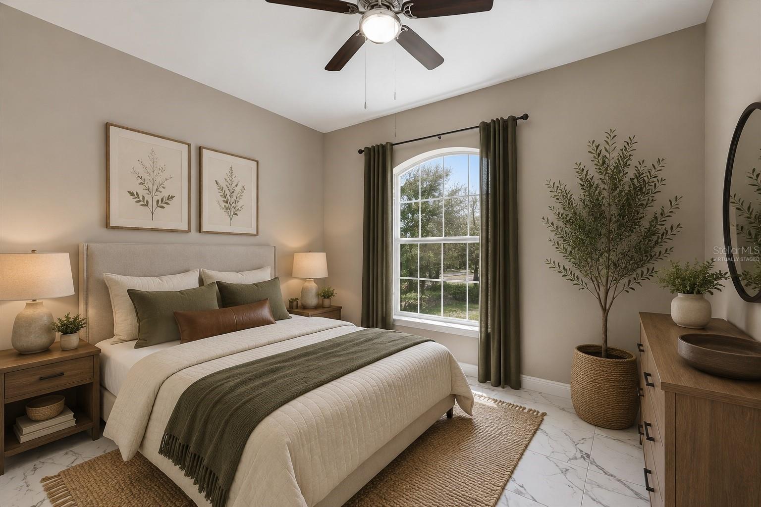 virtually staged guest front bedroom