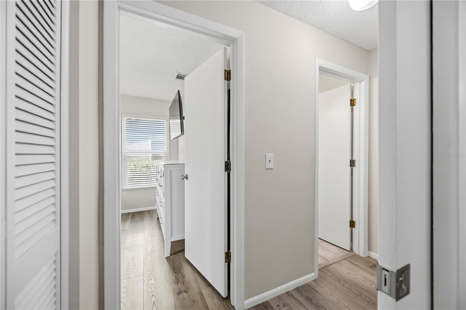 Guest Bedroom, Bathroom with pocket slider for privacy to guest area