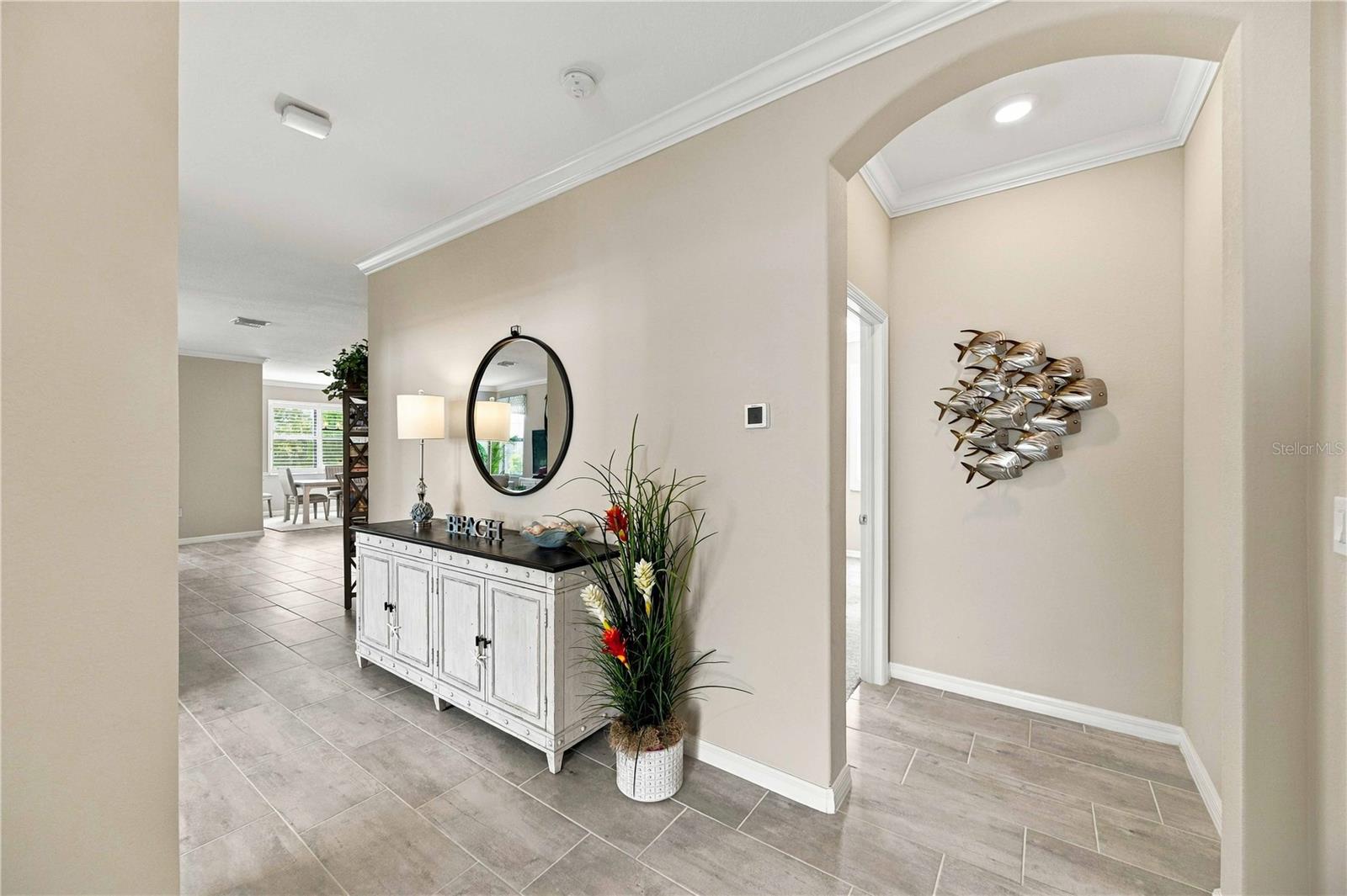 The entry to the primary suite is off the living room so there is plenty of privacy
